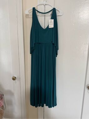 ASOS Teal Cold-Shoulder Maxi Dress